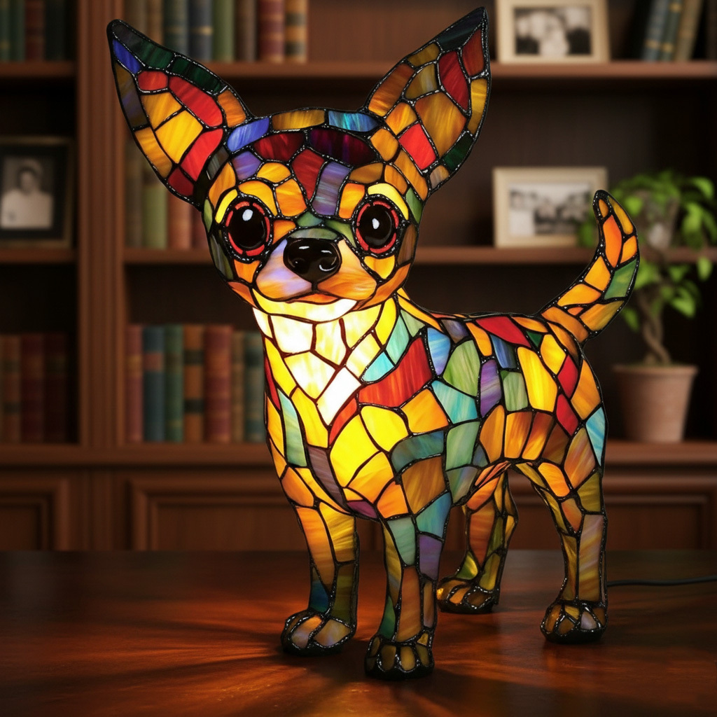 Stained Glass Vintage Style Bedroom Animal Table Lamp
