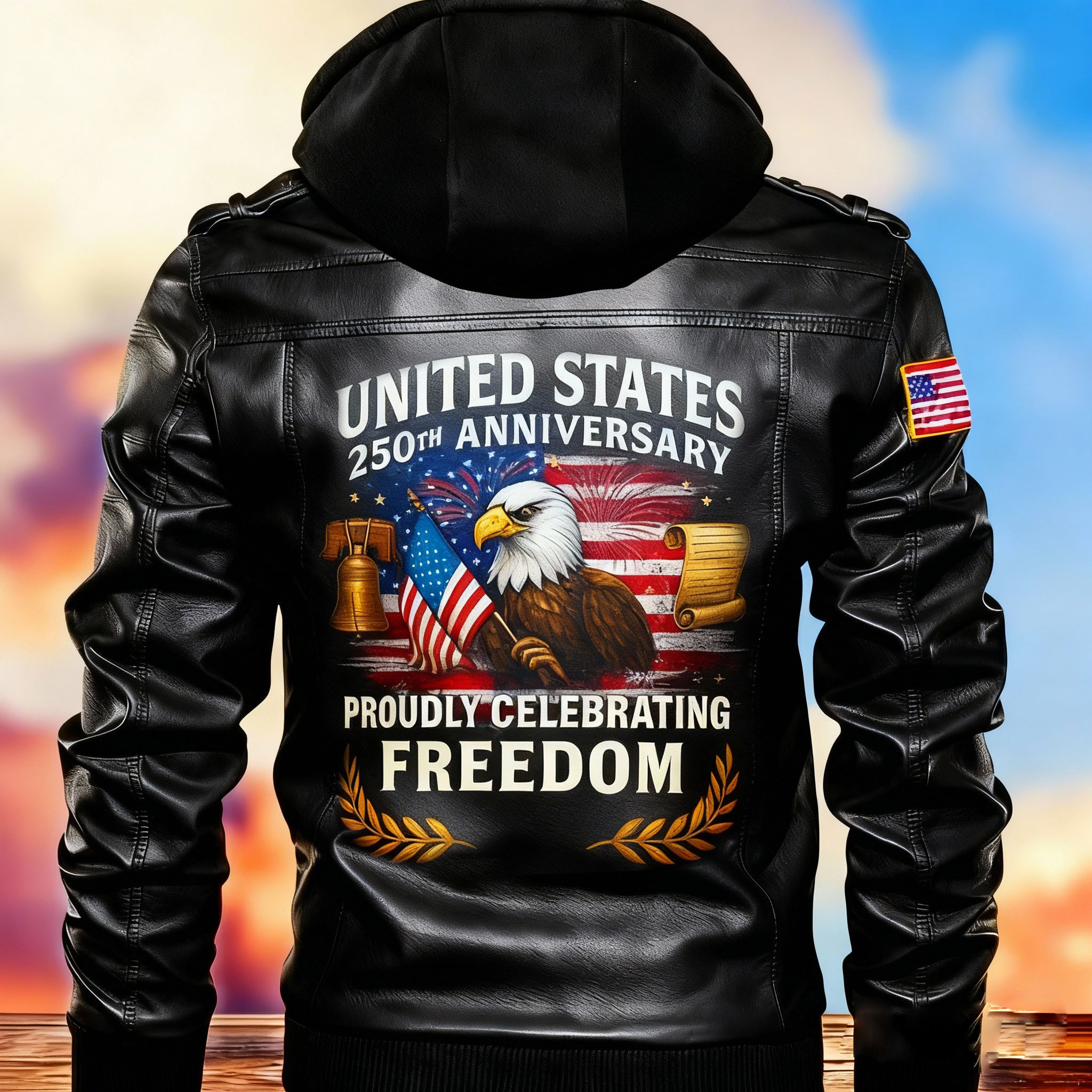 America250 Eagle & Flag Design Hoodie Jacket