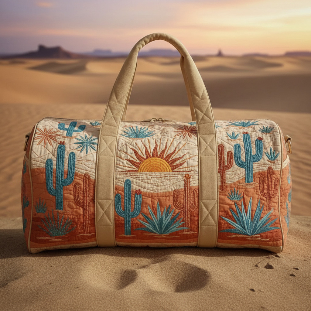 Vintage Western Style Quilted Weekender Bag