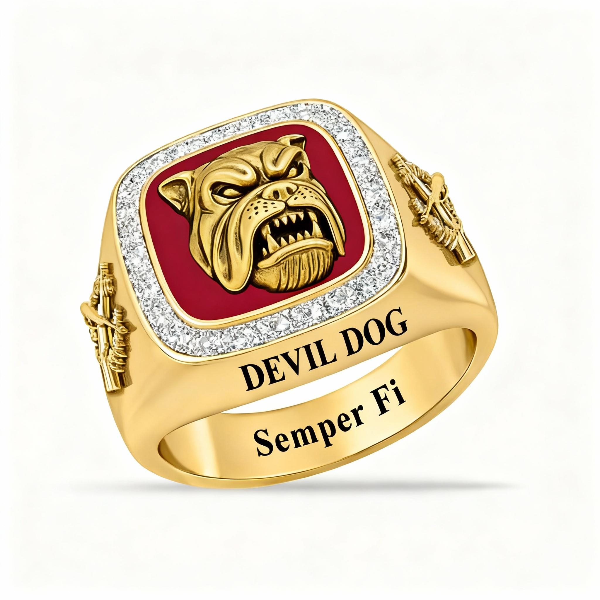 Marine Veteran Devil Dog Ring