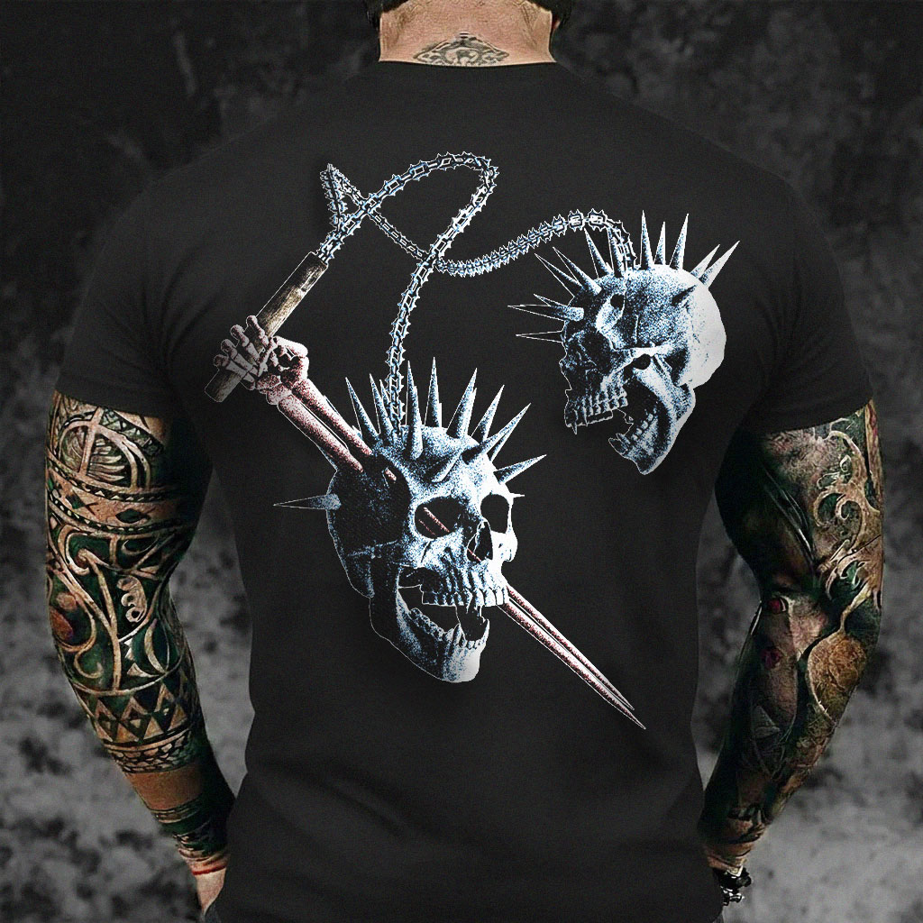 "Tactical Terminator" Skull Helmet Print T-Shirt