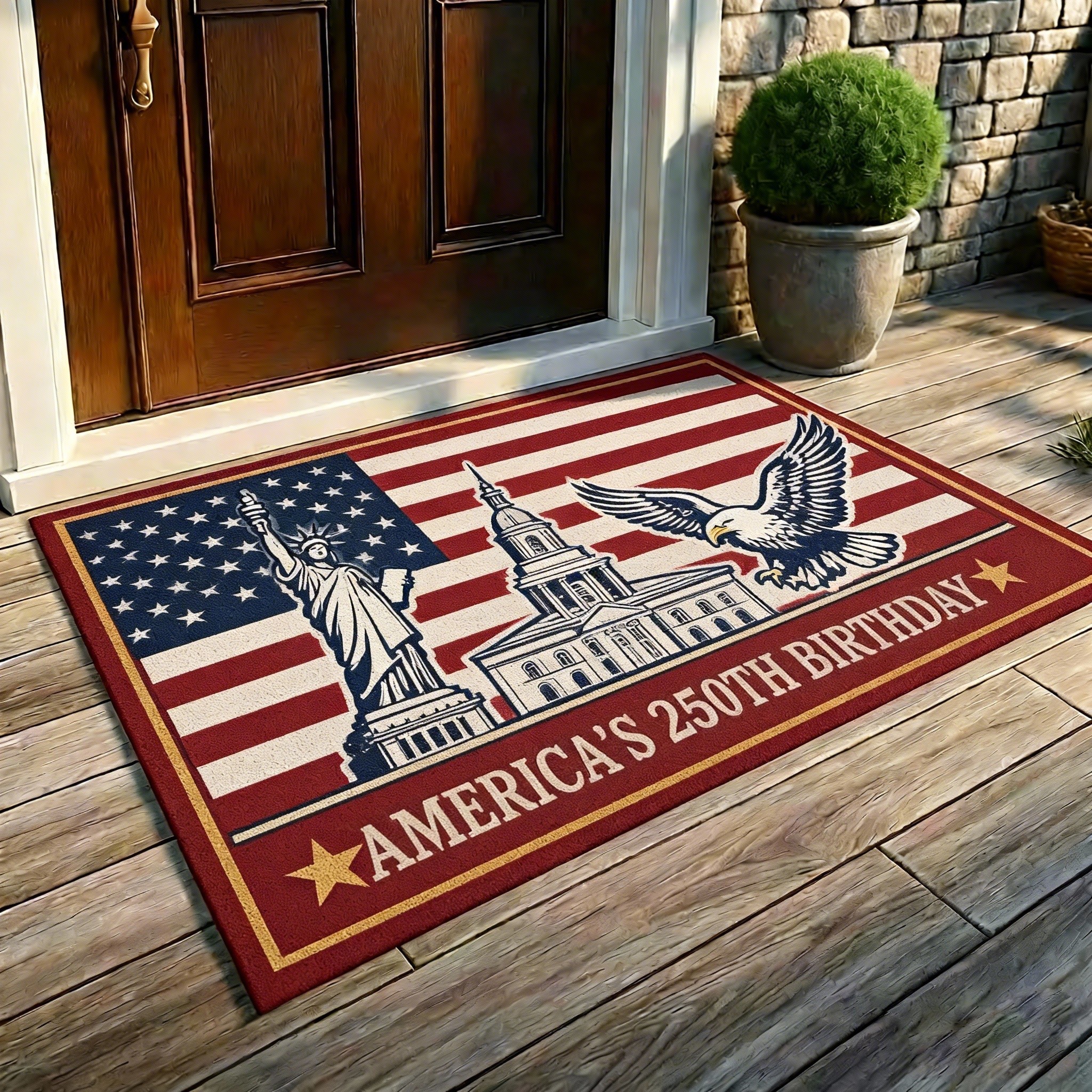 Patriotic Home Decor Mat for America 250 Independence Celebration