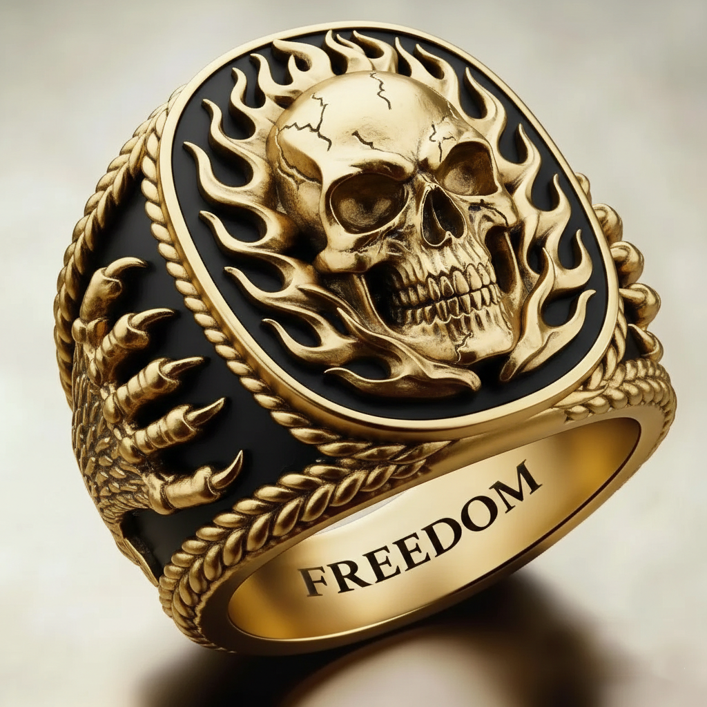 Gothic silver skull ring