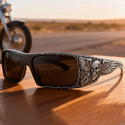 Three-dimensional relief pattern Harley-Inspired Rider Sunglasses