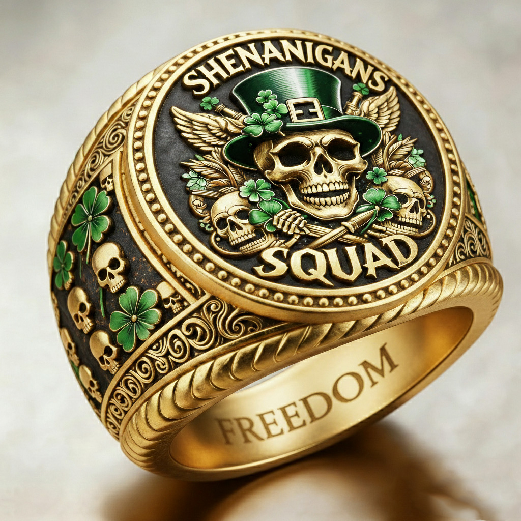St. Patrick's Day Skull Pattern Ring