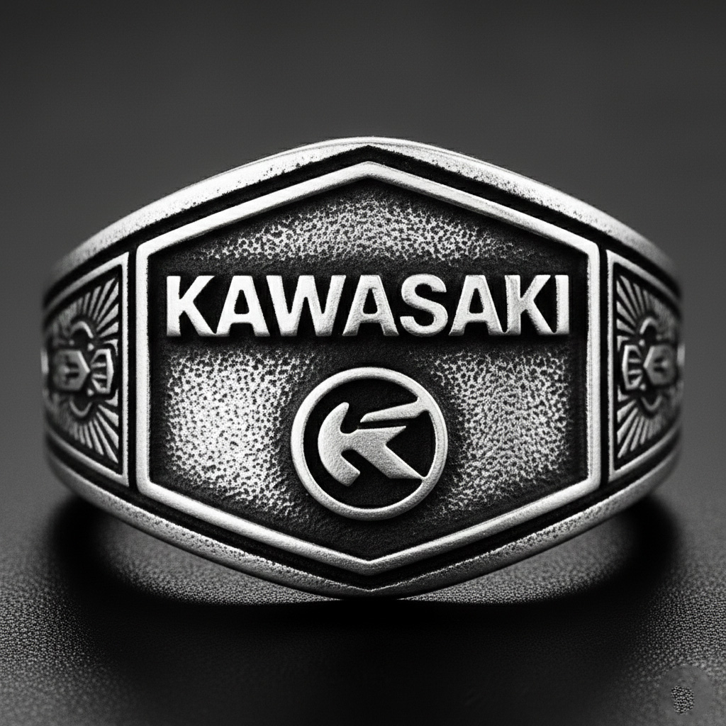 Vintage Industrial Style Embossed Logo Signet Ring