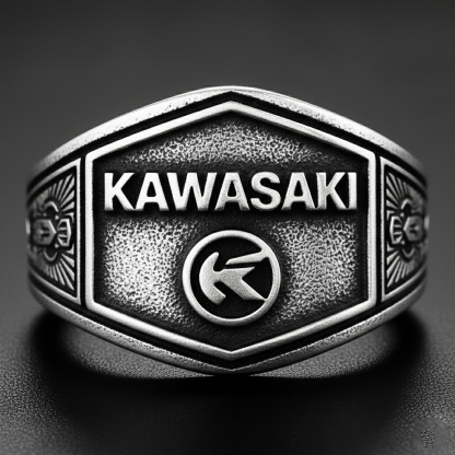 Vintage Industrial Style Embossed Logo Signet Ring