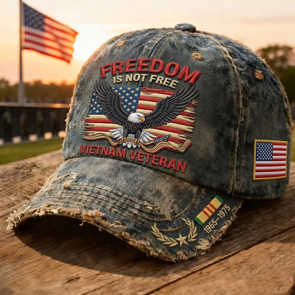 Vintage Veteran Respect Memorial Vietnam War Service Men’s Sports Cap