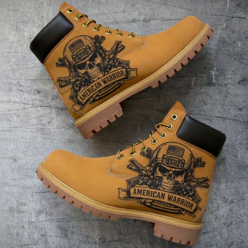 Men's Vintage Skull Biker Boots- "Freedom Soul" Collection
