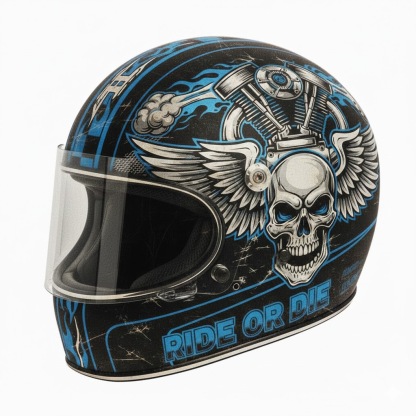 Retro Flashback: Traditional Tattoo Art Biker Helmet