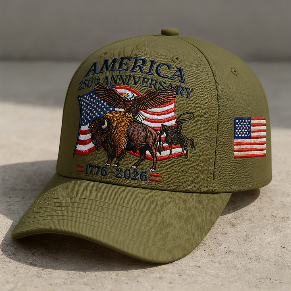 America 250th Birthday Vintage Embroidered Baseball Cap