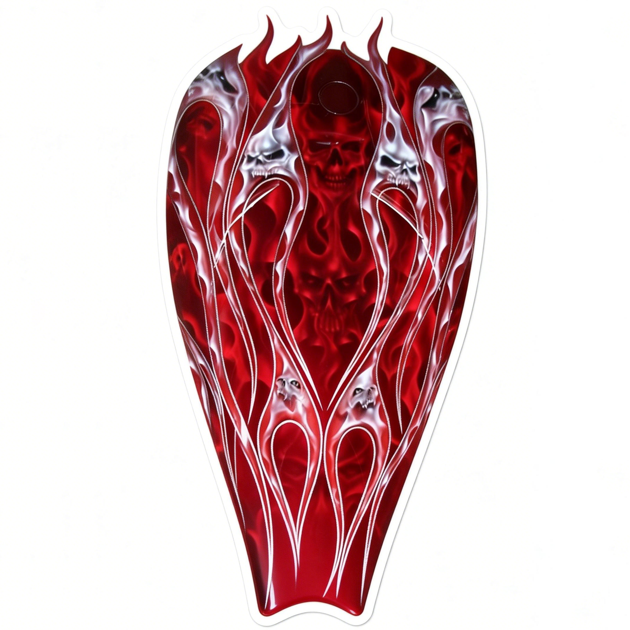 Hellfire Gothic Red Skull Flame Graphic Motorcycle Tank Decal