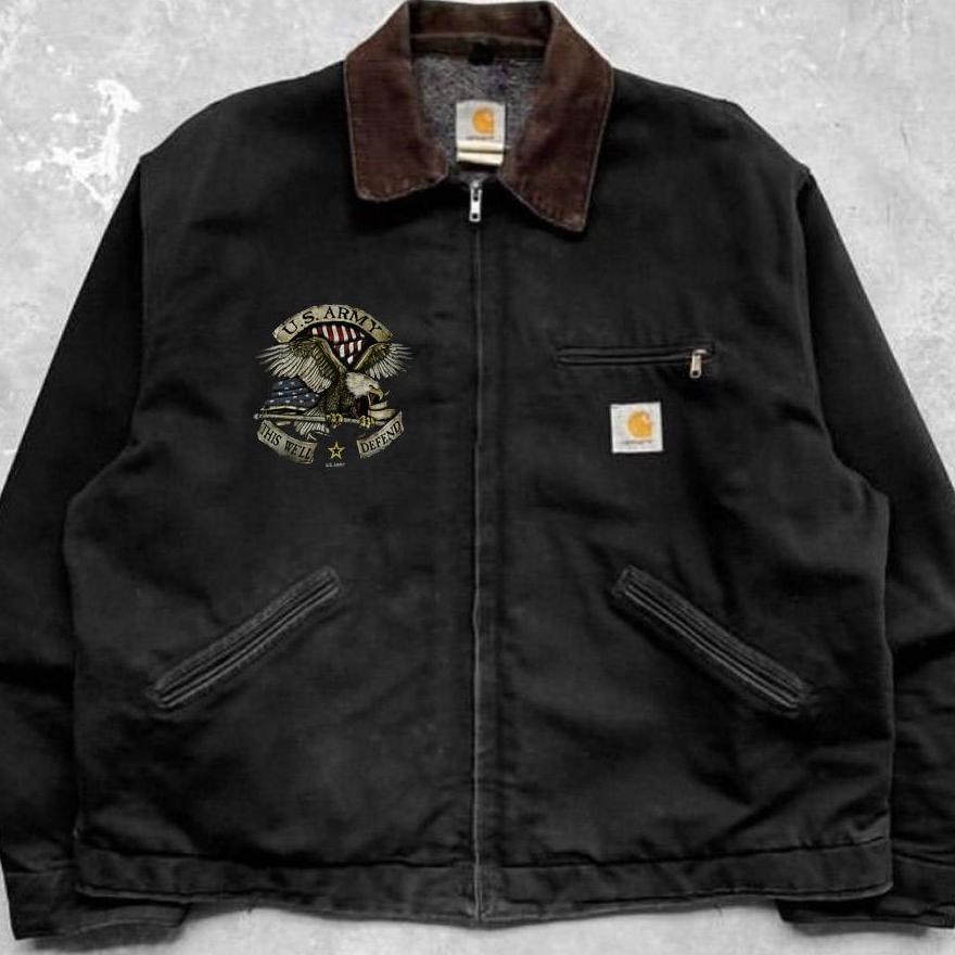 Vintage This Is My Defending Creed Print Winter Jacket