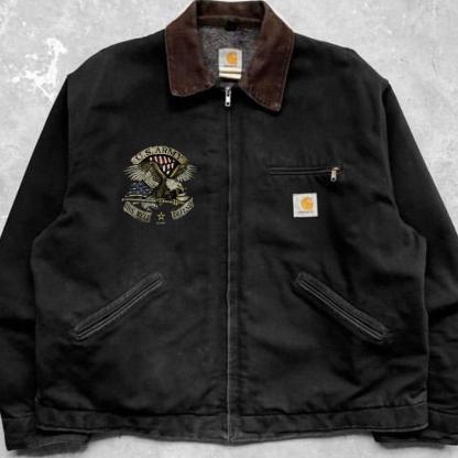 Vintage This Is My Defending Creed Print Winter Jacket