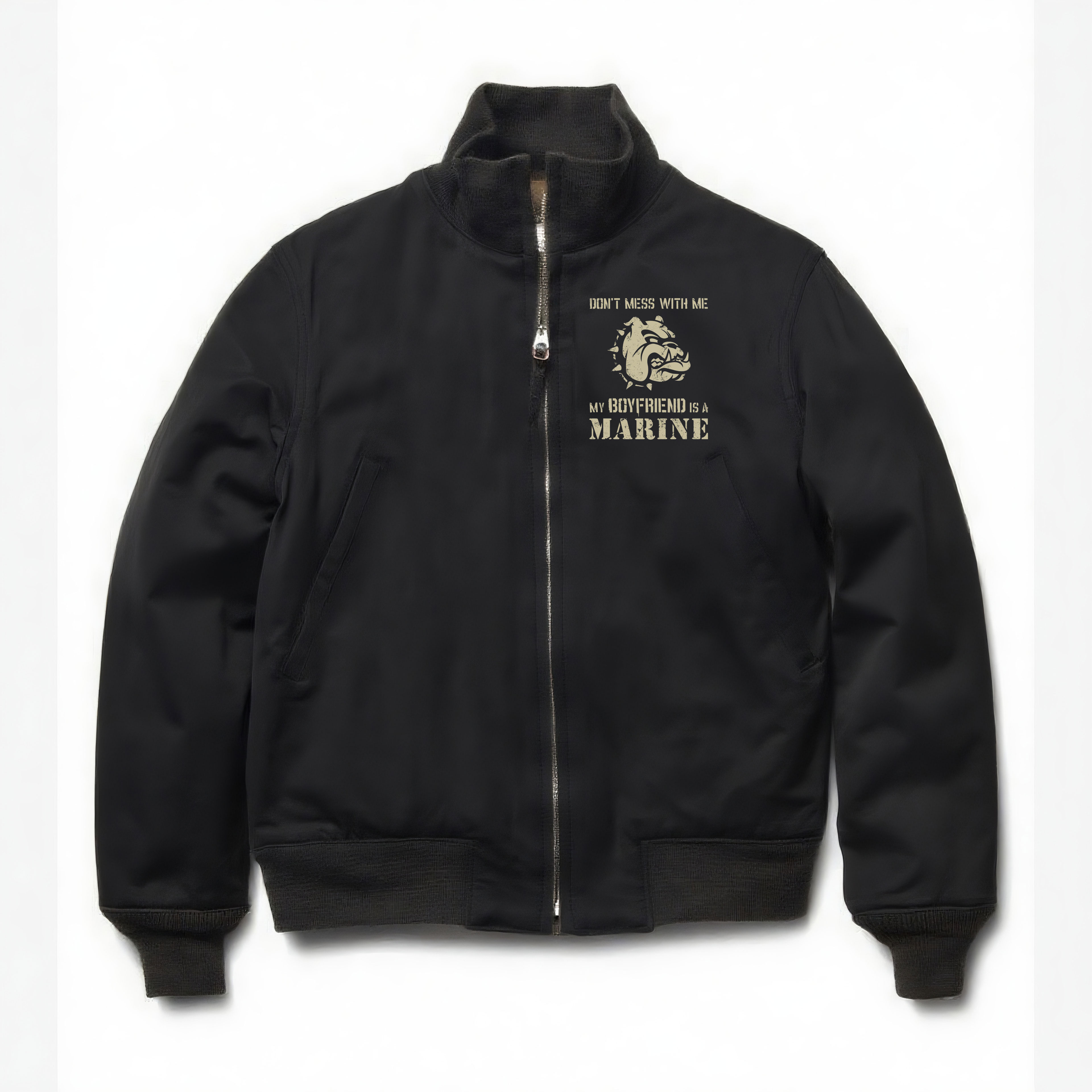 Don't mess with me. Winter jacket with demonic dog pattern.