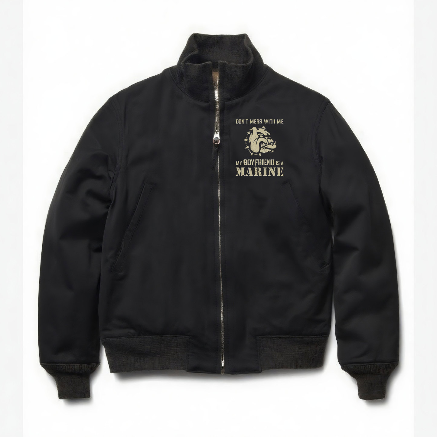 Don't mess with me. Winter jacket with demonic dog pattern.