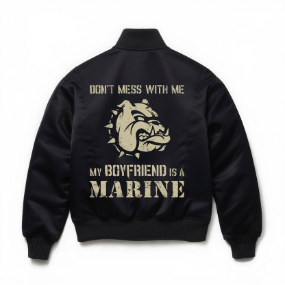 Don't mess with me. Winter jacket with demonic dog pattern.
