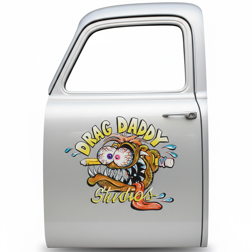 Kustom Kulture Style Cartoon Monster Biting Pencil Car Decal