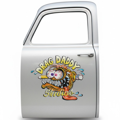 Kustom Kulture Style Cartoon Monster Biting Pencil Car Decal