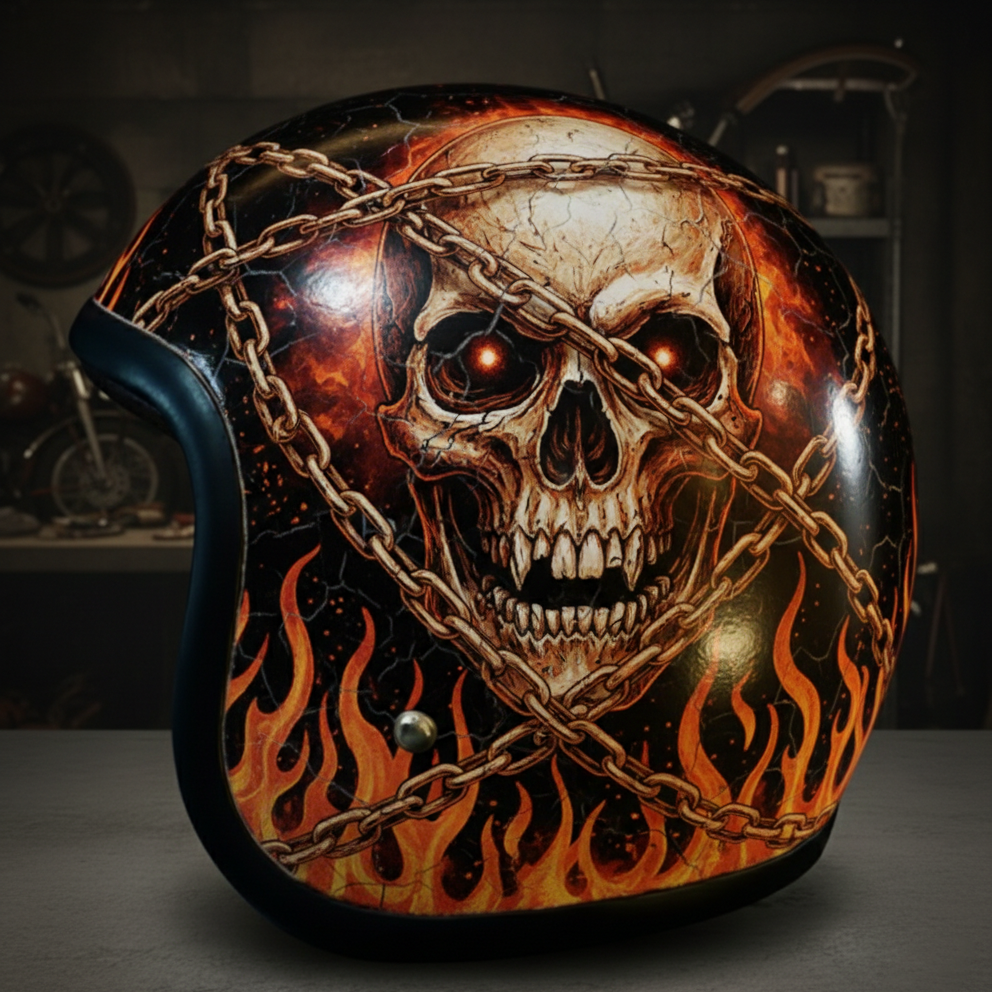 Retro Death Skull Motorcycle Helmet