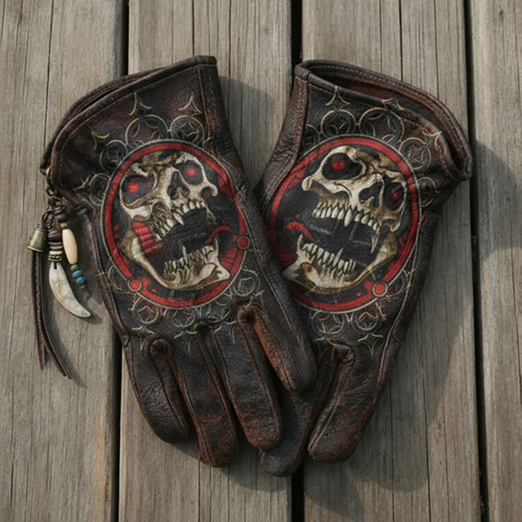 Gothic Skull Rider Motorcycle Gloves