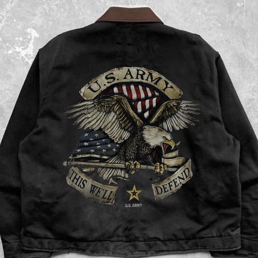 Vintage This Is My Defending Creed Print Winter Jacket