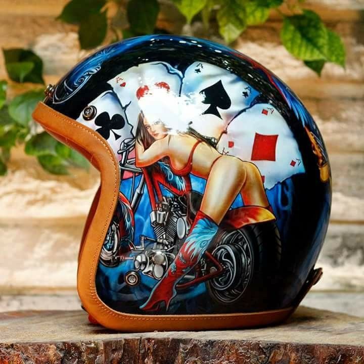 Pin-up Girl & Lucky Aces Vintage Tattoo Open Face Helmet