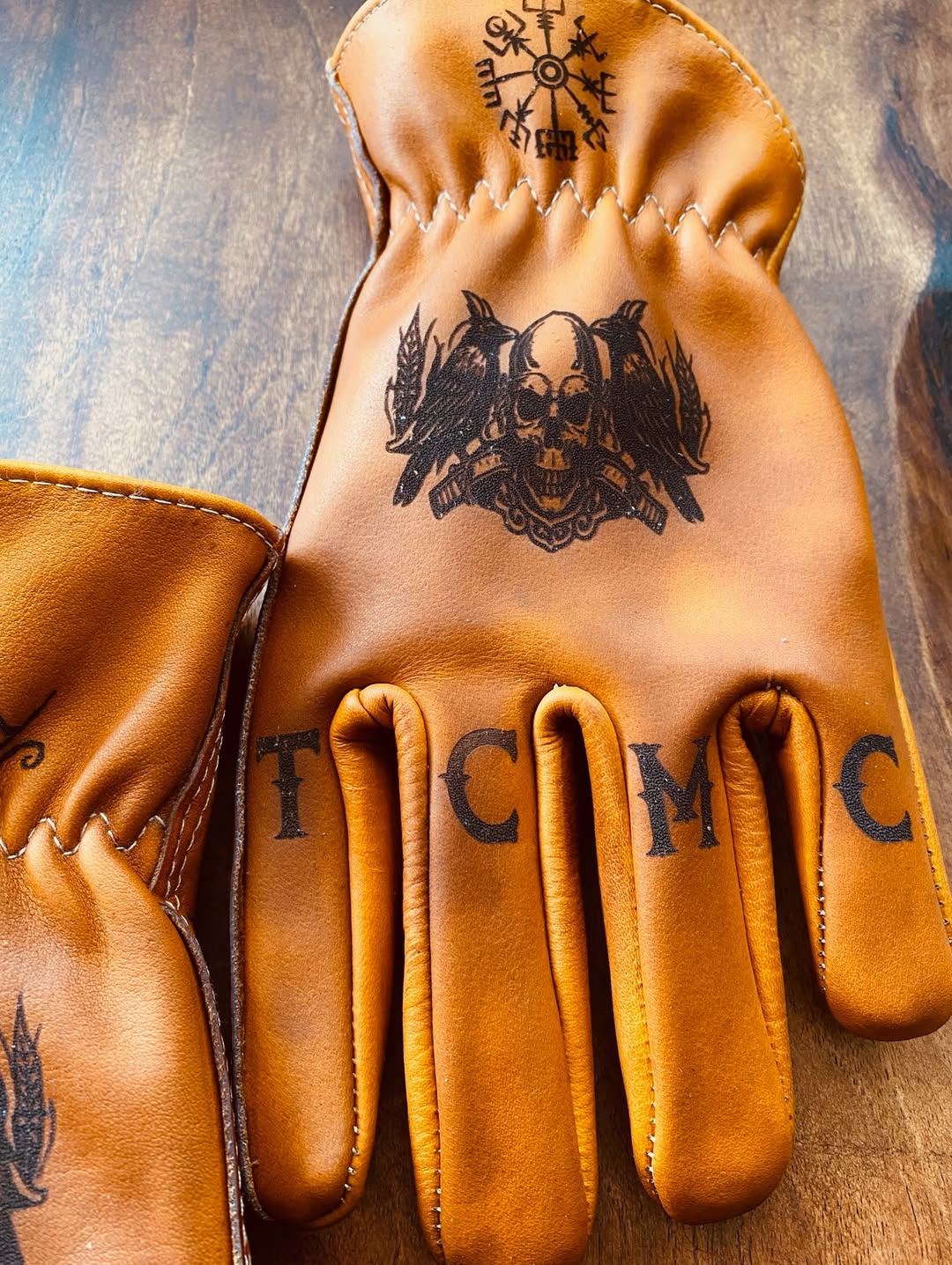 Vintage Style Pattern Motorcycle Riding Gloves
