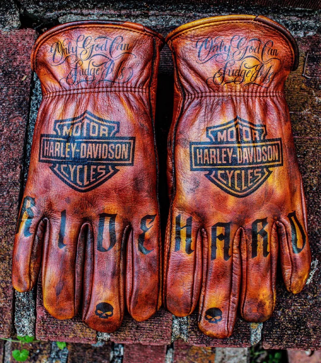 Vintage Style Pattern Motorcycle Riding Gloves