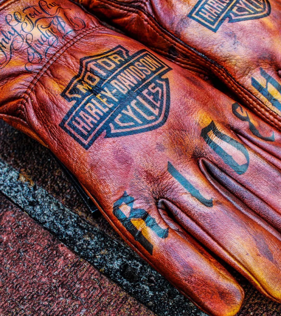 Vintage Style Pattern Motorcycle Riding Gloves