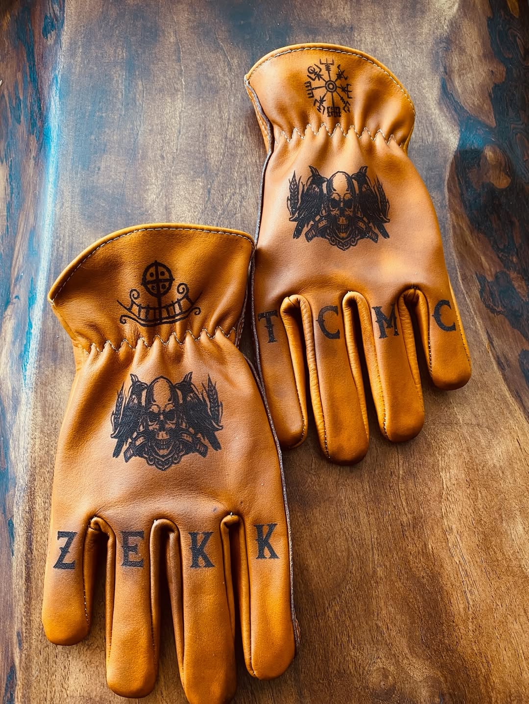 Vintage Style Pattern Motorcycle Riding Gloves