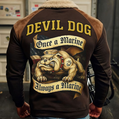 USMC Devil Dog “Once a Marine, Always a Marine” Sherpa-Lined Jacket – Military Pride