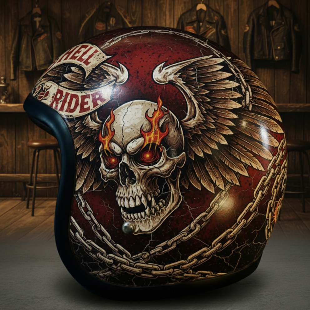 Retro Death Skull Motorcycle Helmet