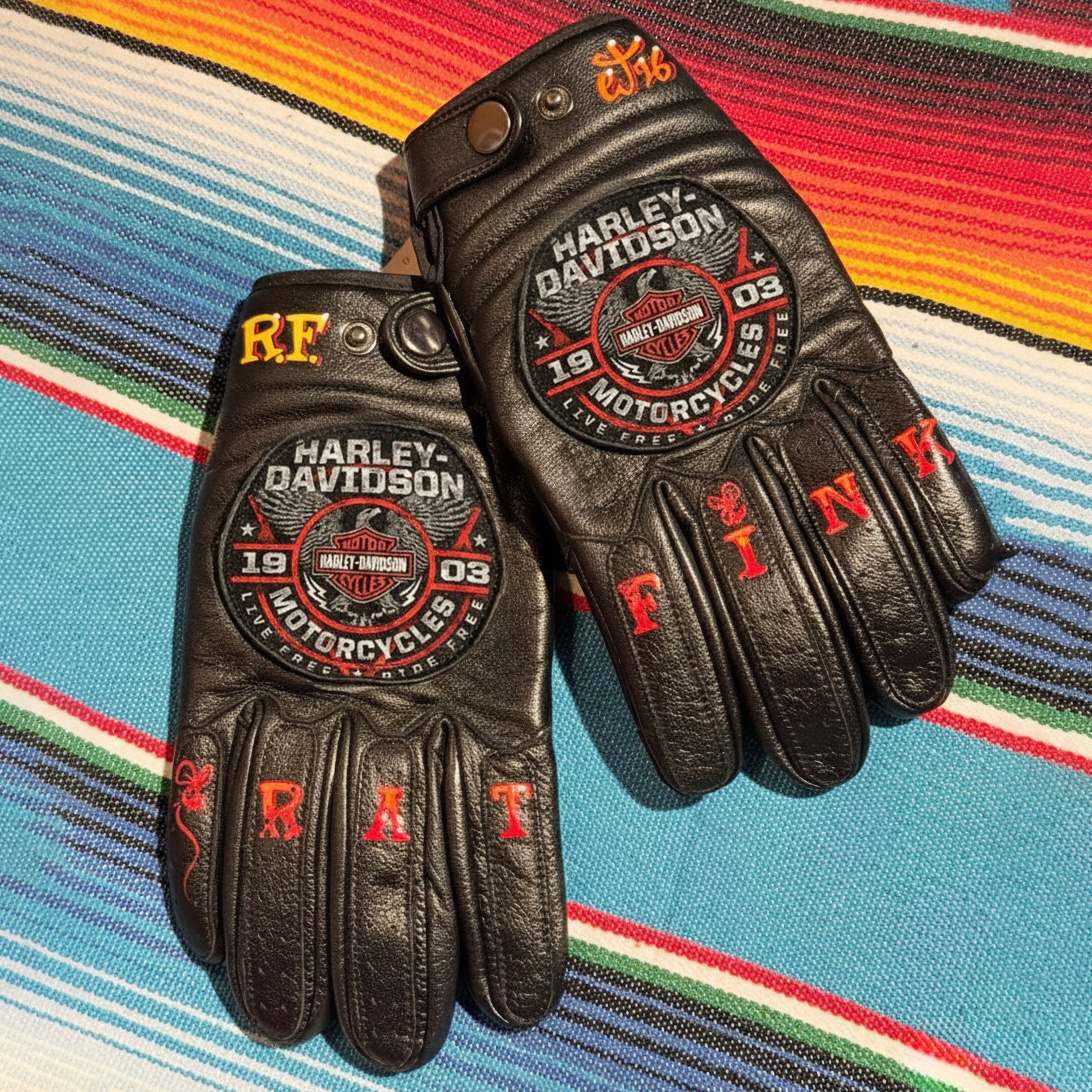 Vintage Style Pattern Motorcycle Riding Gloves