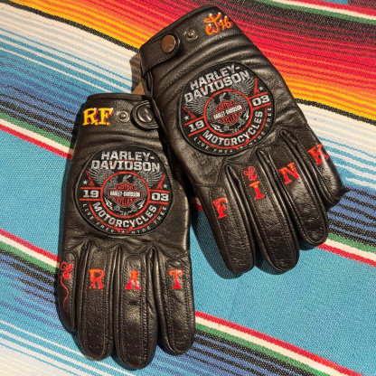Vintage Style Pattern Motorcycle Riding Gloves