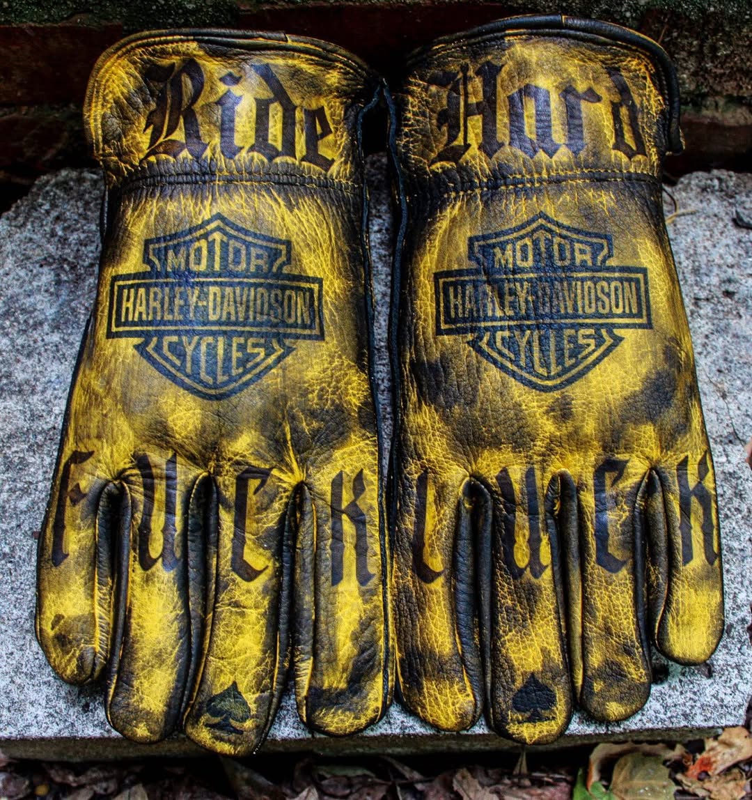 Vintage Style Pattern Motorcycle Riding Gloves