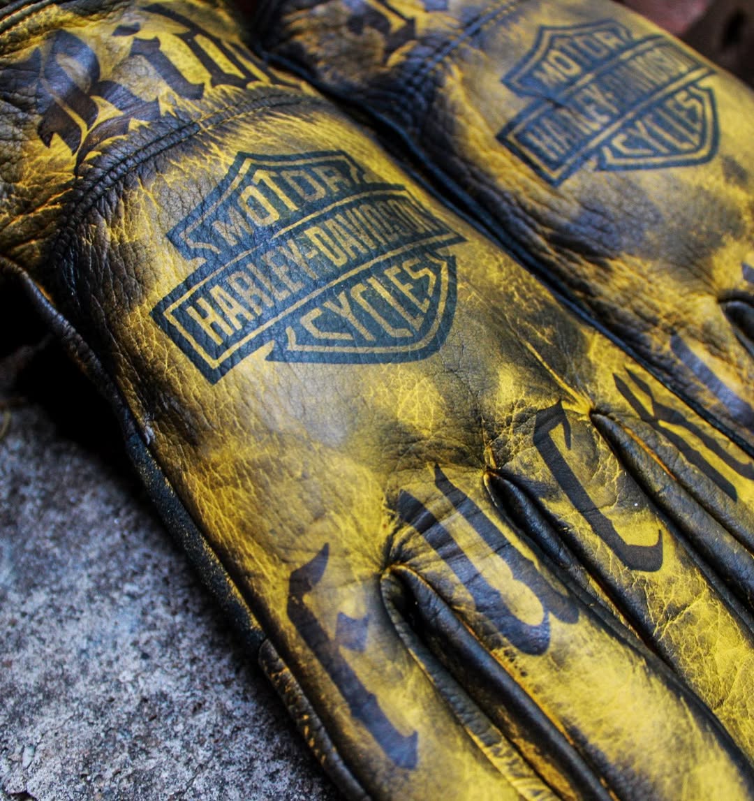 Vintage Style Pattern Motorcycle Riding Gloves