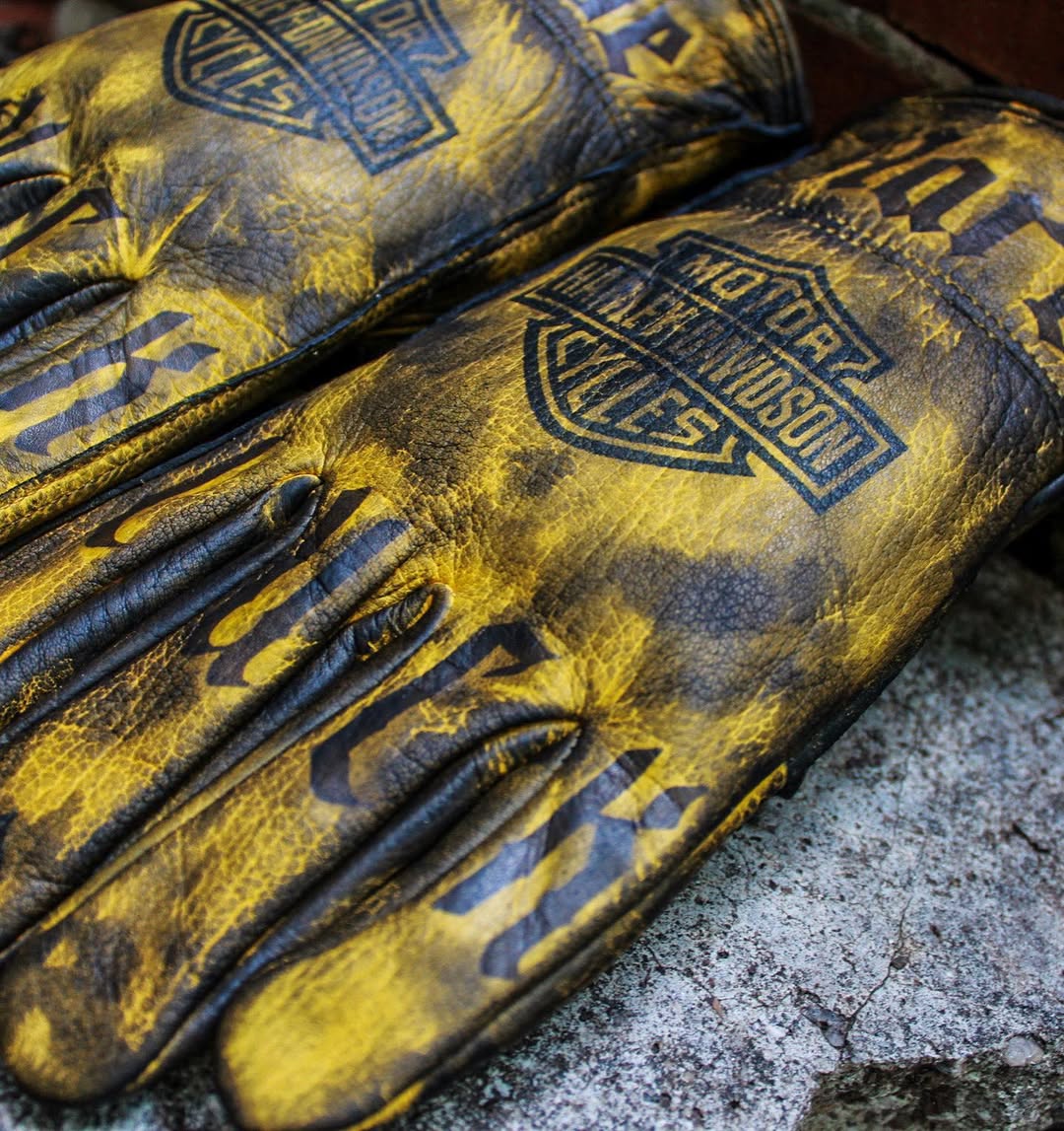 Vintage Style Pattern Motorcycle Riding Gloves