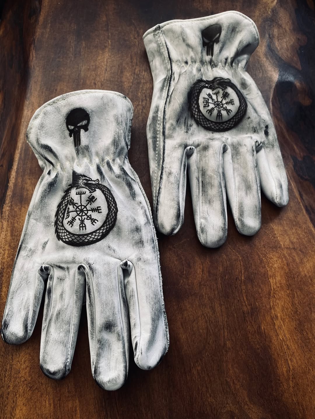 Vintage Style Pattern Motorcycle Riding Gloves