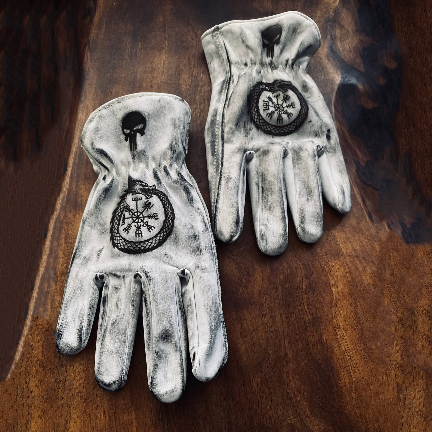 Vintage Style Pattern Motorcycle Riding Gloves