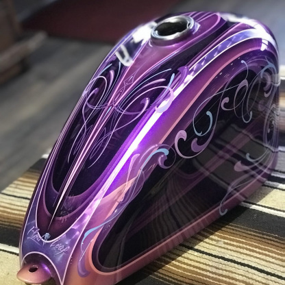 Pinstripe Lowrider Retro Purple Flowing Lines Motorcycle Gas Tank Decal
