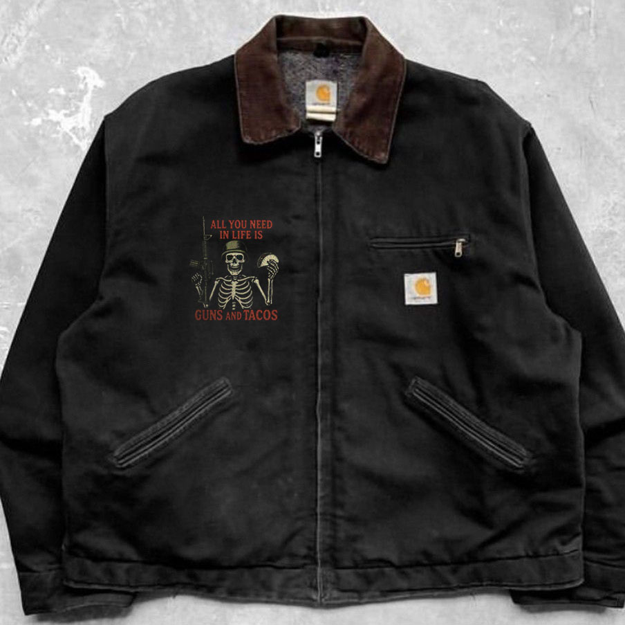 "All you need in life is a gun and a taco - the Skull Warrior Jacket."