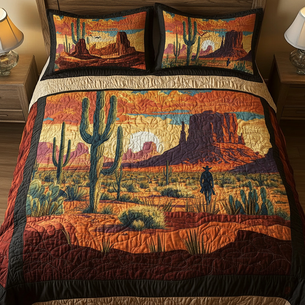 Vintage Western Rustic Bedding 3-Piece Quilted Bedding Set