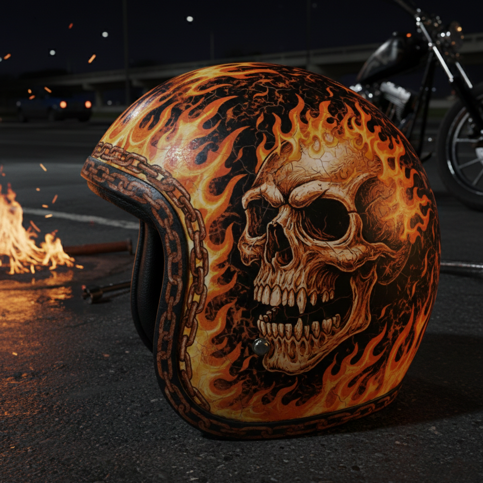Retro Death Skull Motorcycle Helmet