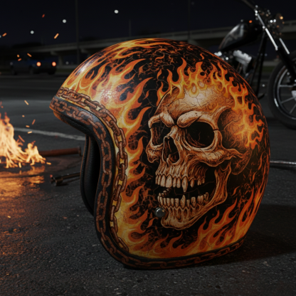Retro Death Skull Motorcycle Helmet