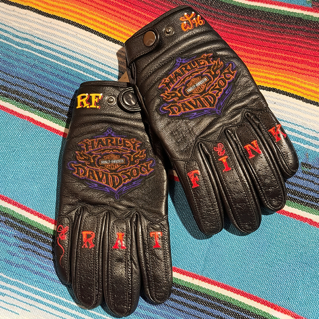 Vintage Style Pattern Motorcycle Riding Gloves