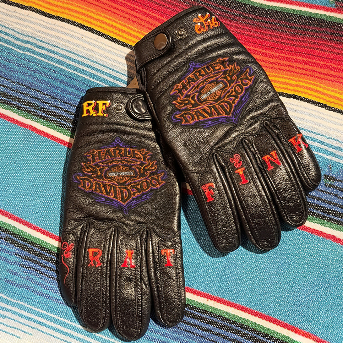 Vintage Style Pattern Motorcycle Riding Gloves