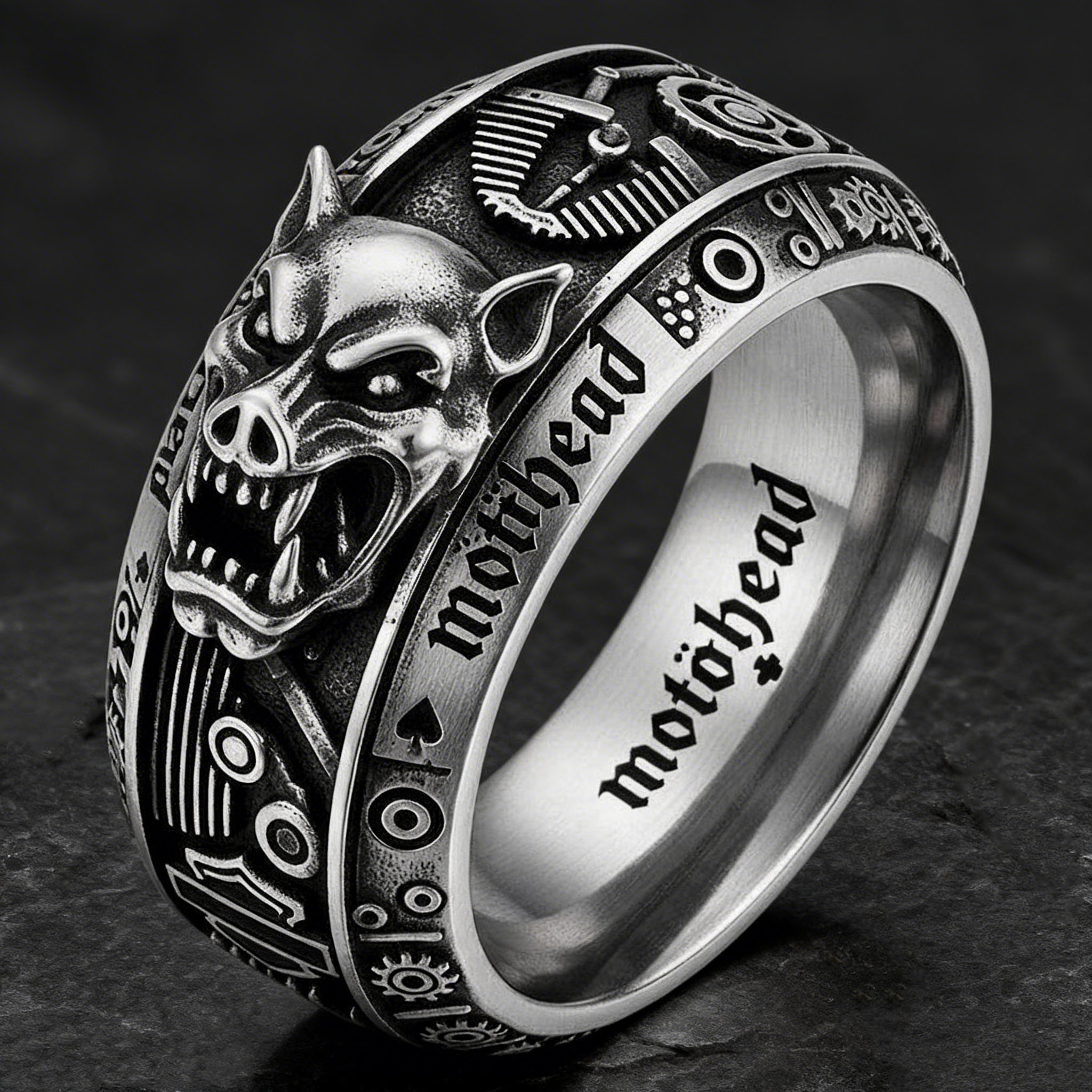 Heavy Metal Motörhead Snaggletooth Harley Stainless Steel Biker Ring