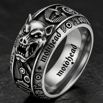 Heavy Metal Motörhead Snaggletooth Harley Stainless Steel Biker Ring