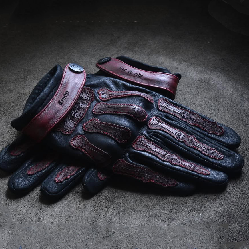 Vintage Style Pattern Motorcycle Riding Gloves
